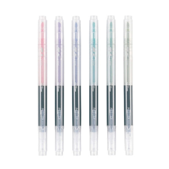 Pastel And Black Dual-Ink Dual-Tip Highlighter Pens 6-Pack