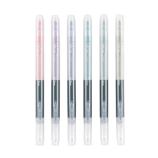 Pastel And Black Dual-Ink Dual-Tip Highlighter Pens 6-Pack