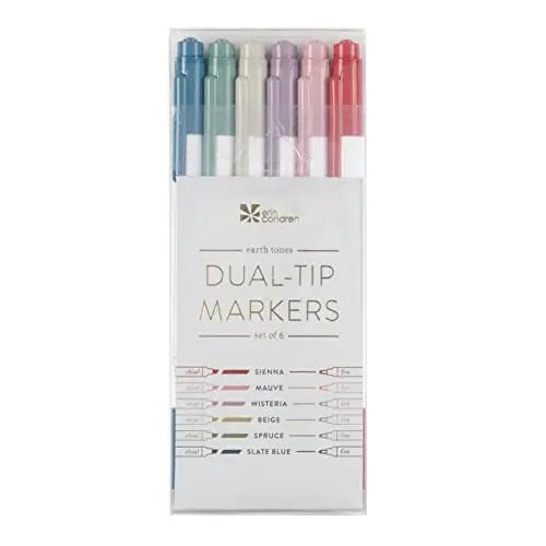 Focused Dual Tip Marker Set 6-pack - Earth Tones