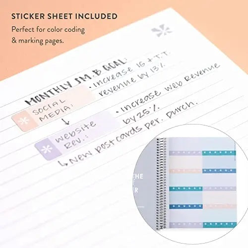 7x9 Coiled Notebook Abstract Circles - Lined