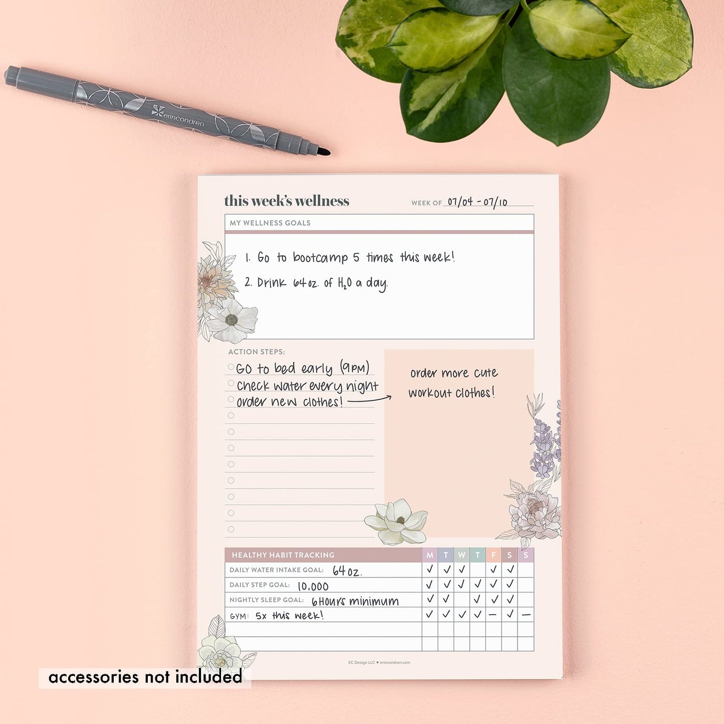 Wellness Tracker Notepad - 50 Sheets