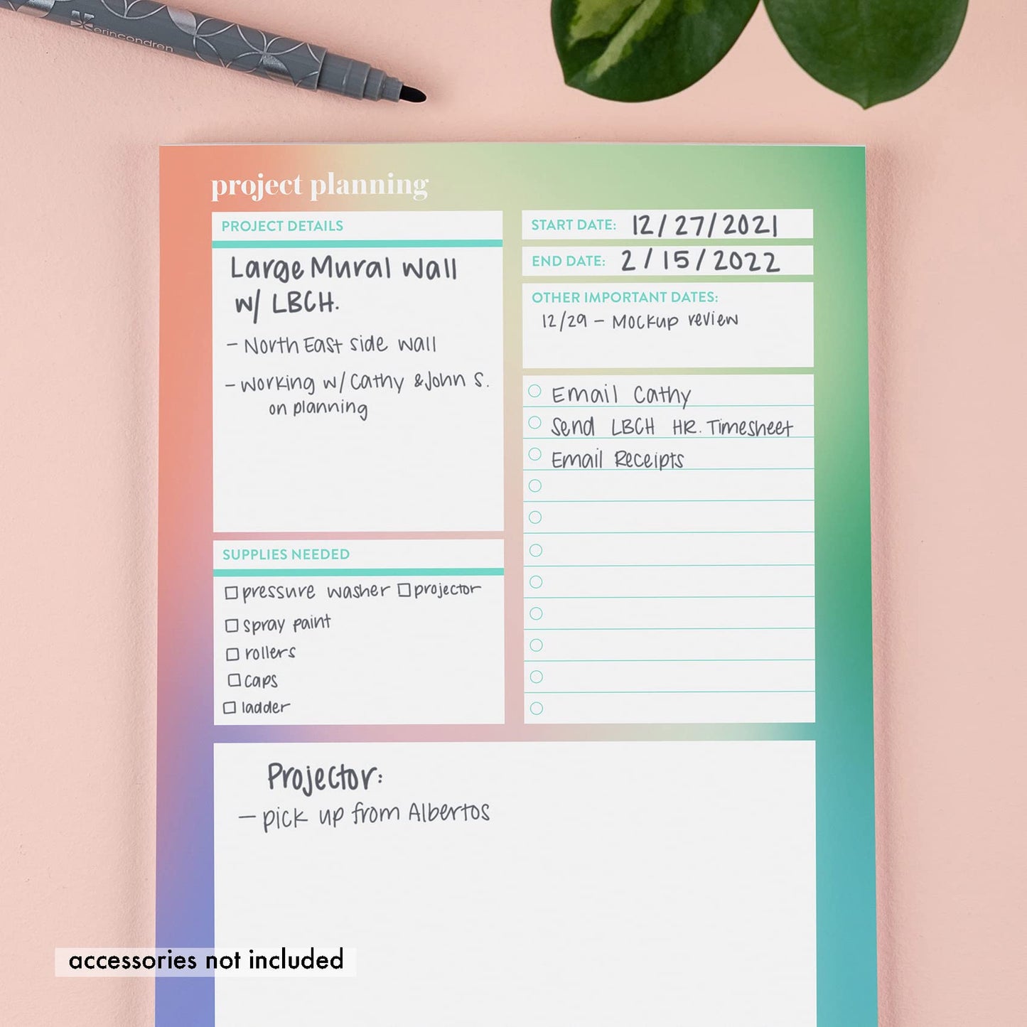 Project Planning Notepad - 50 Sheets