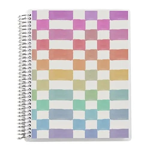 7x9 Watercolor Checkered Coiled Notebook - Lined