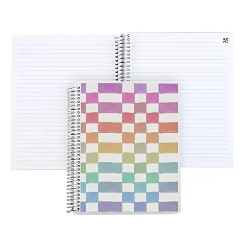 7x9 Watercolor Checkered Coiled Notebook - Lined