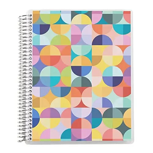 7x9 Coiled Notebook Abstract Circles - Lined