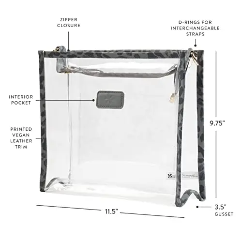 Leopard Clear Crossbody Stadium Bag